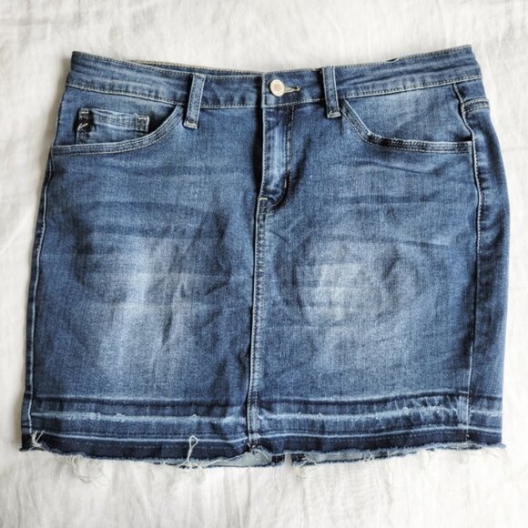 KanCan Raw Hem Denim Mini Skirt 9/28 - Picture 1 of 6